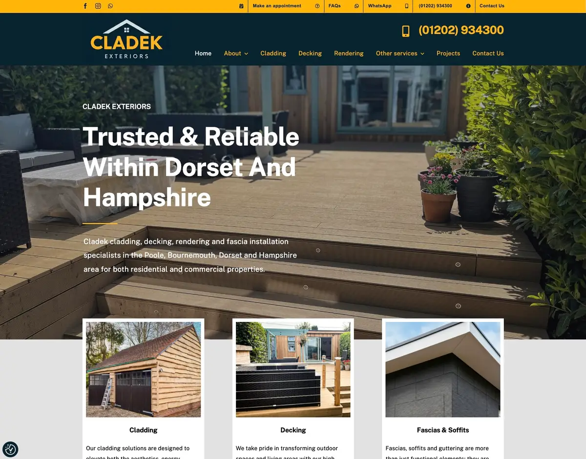Cladek Exteriors website