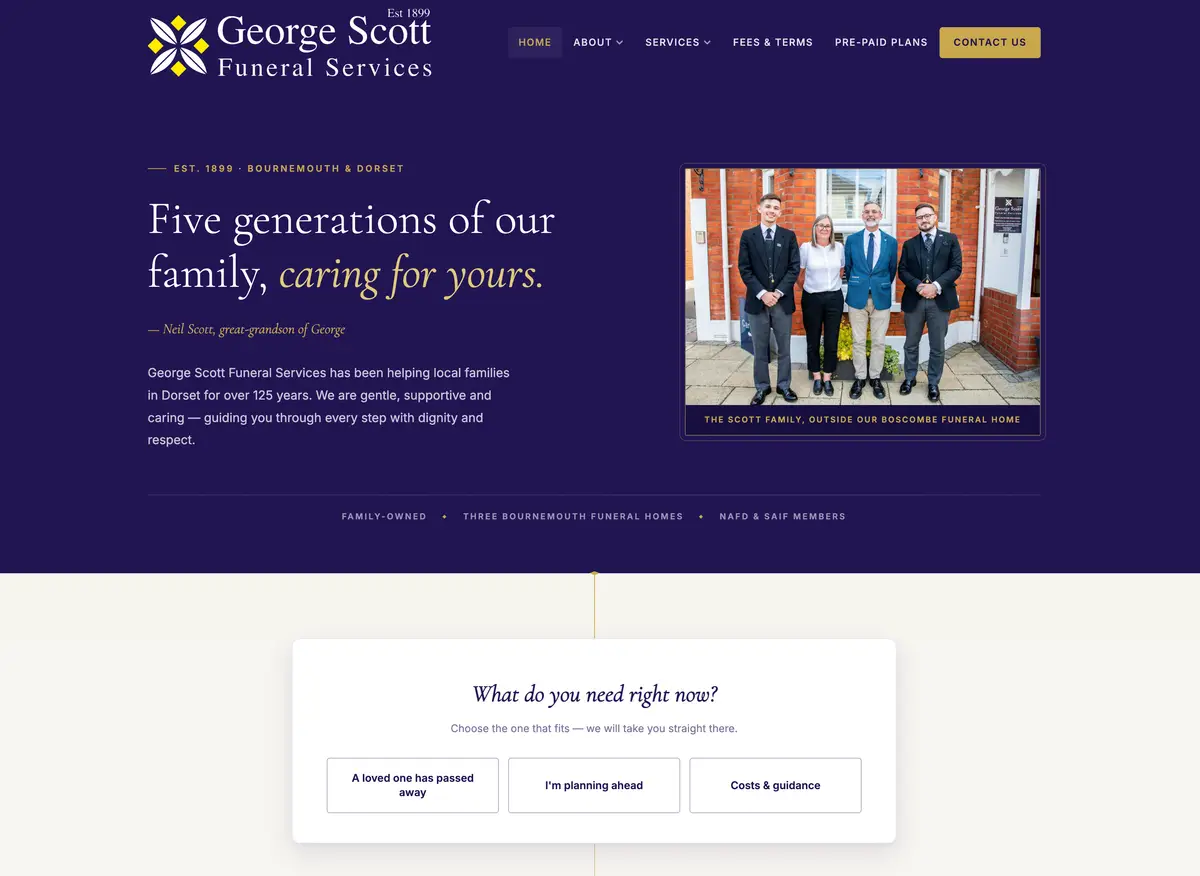 George Scott Funeral Services website